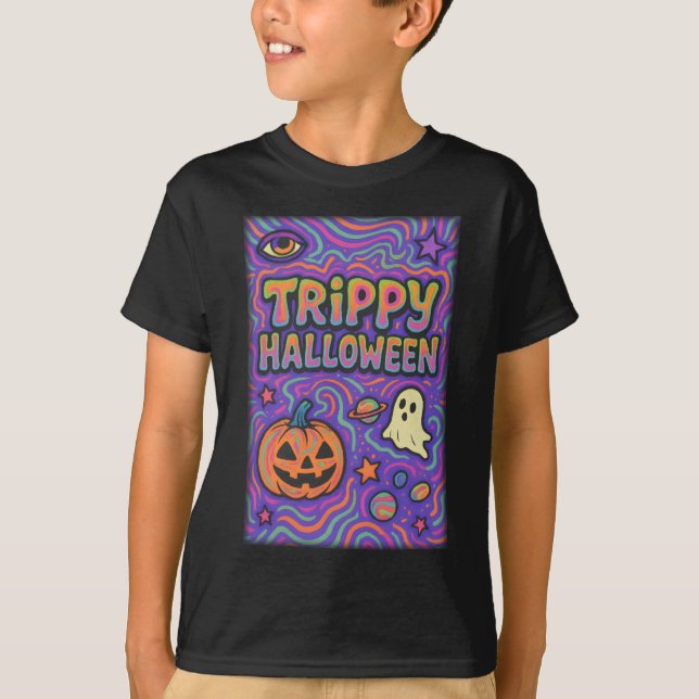 Camiseta Halloween Trippy Colorful Retro Cloex (Anverso)