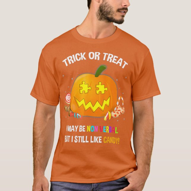 Camiseta Halloween Truco O Tratamiento De Autismo No Verbal (Anverso)