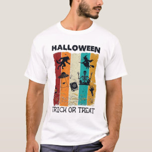 Camiseta Halloween Truco o Trato Hombre Lobo Bruja Esquelet