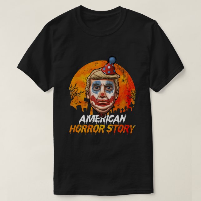 Camiseta Halloween Trump frenó la historia del horror estad (Diseño del anverso)