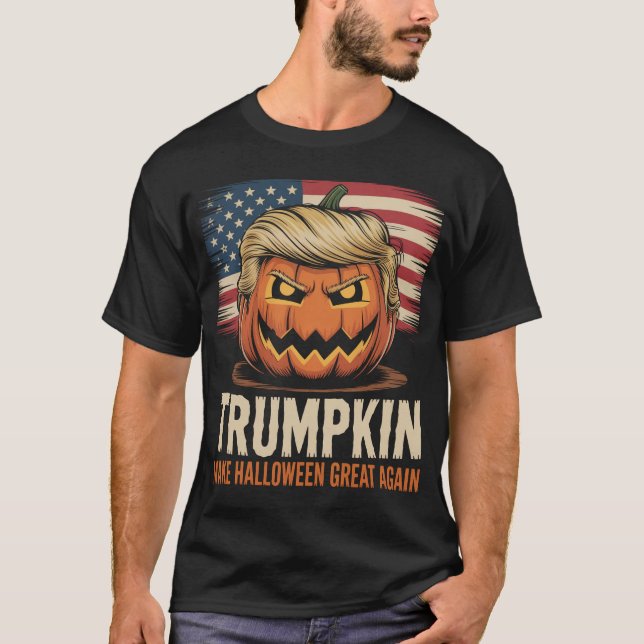 Camiseta Halloween Trumpkin Bandera Estadounidense (Anverso)