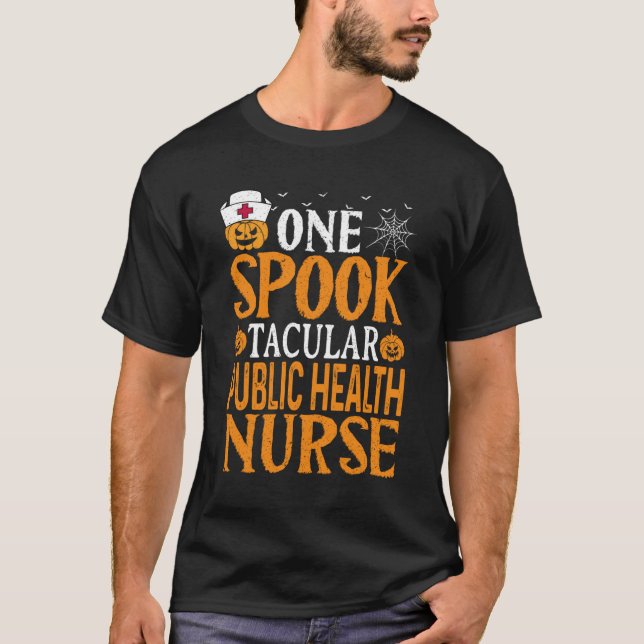 Camiseta Halloween, una enfermera de salud pública Spooktac (Anverso)