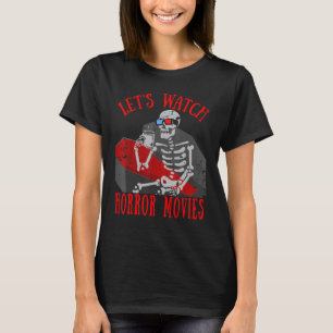 Camiseta Halloween vamos a ver películas de terror esquelet