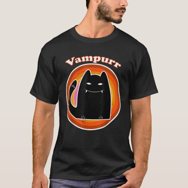 Camiseta Halloween Vampire Black Kitten Dracula Vampurr Cat (Anverso)