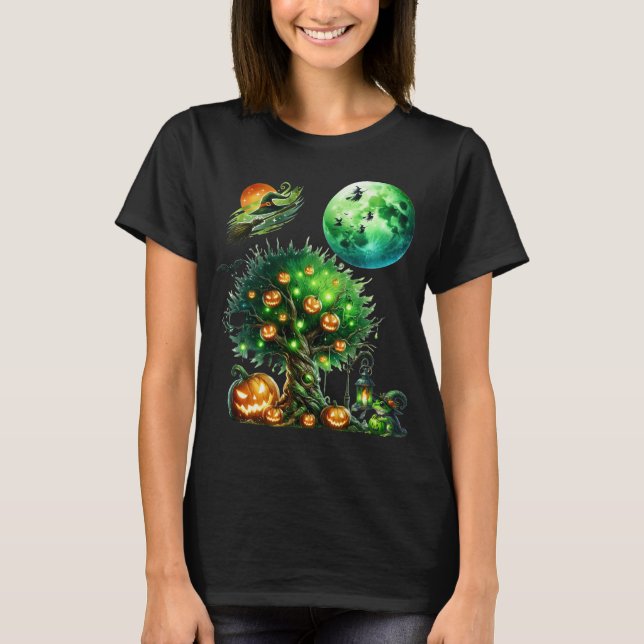 Camiseta Halloween verde y brillante (Anverso)
