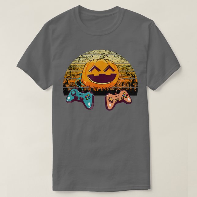 Camiseta Halloween Video Game Controller Pumpkin Funny Game (Diseño del anverso)