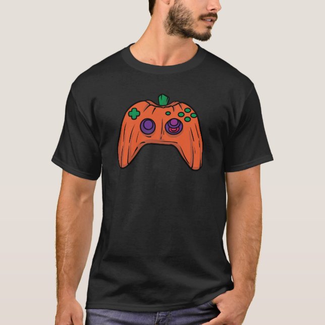Camiseta Halloween Video Game Controller Pumpkin Gamer (Anverso)