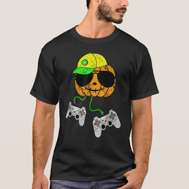 Camiseta Halloween Video Game Controller Pumpkin Gamer Cos (Anverso)