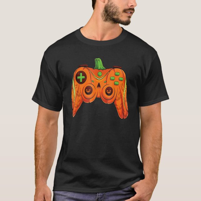 Camiseta Halloween Video Game Controller With Pumpkin Face  (Anverso)