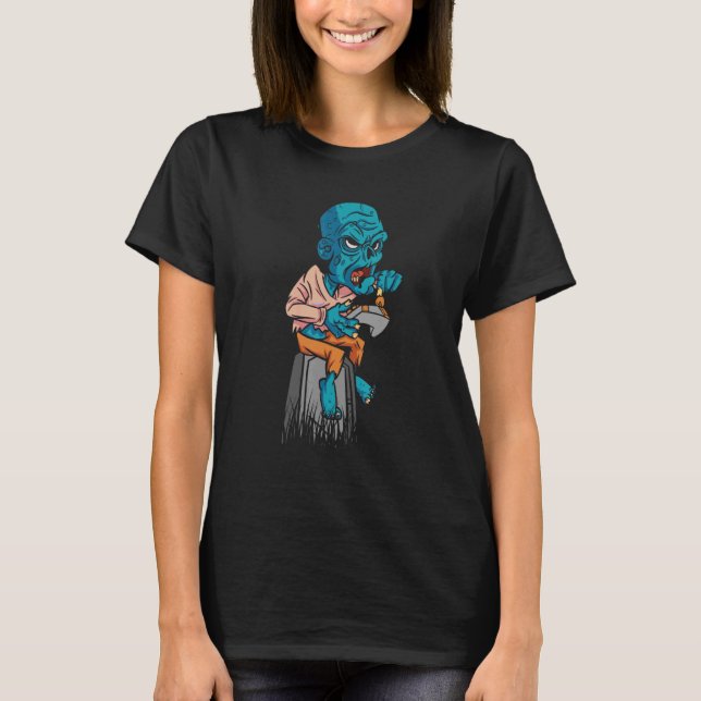 Camiseta Halloween Video Gamer Skeleton Zombie con Perro (Anverso)