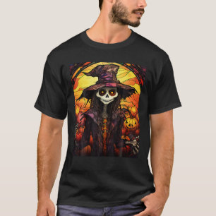 Camiseta Halloween Vidrio Manchado Pesadilla de Bruja T