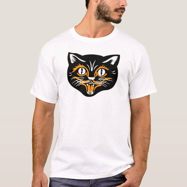 Camiseta Halloween Vintage Cat face (Anverso)