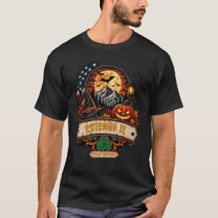 Camiseta Halloween Vintage Chicago IL Calabaza Orgullo Espe