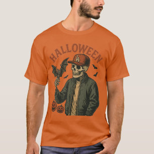 Camiseta Halloween Vintage - Esqueleto Espeluznante 