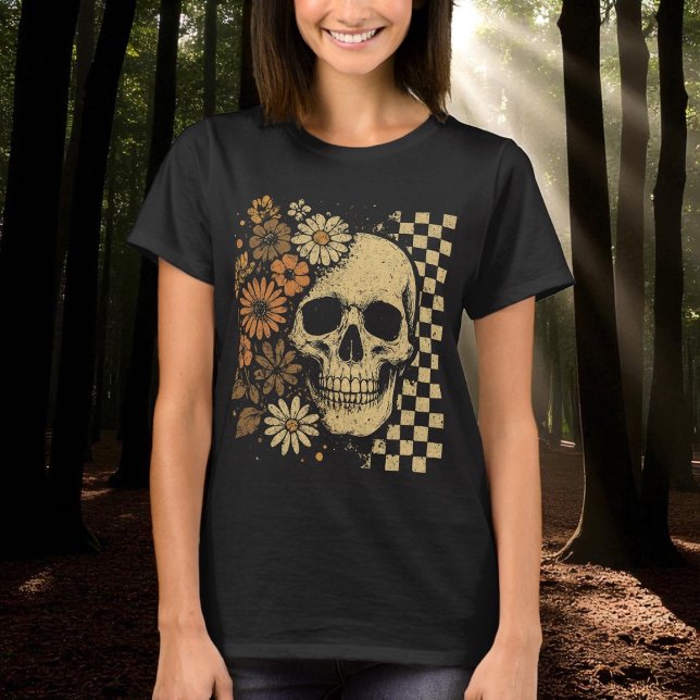 Camiseta Halloween Vintage Floral Skull (Subido por el creador)