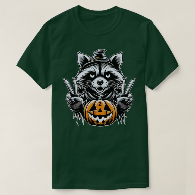 Camiseta Halloween Vintage Raccoing Making (Diseño del anverso)