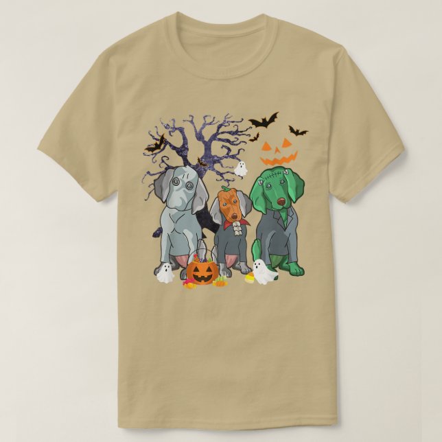 Camiseta Halloween Weimaraner Perro Cos de Halloween (Diseño del anverso)