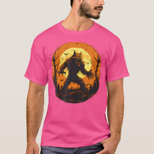 Camiseta Halloween Werewolf Howling Full Moon Bats Spooky