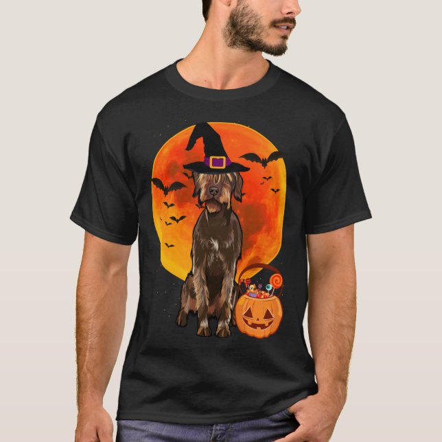 Camiseta Halloween Wirehaired Pointing Griffon Jack O Lante (Anverso)