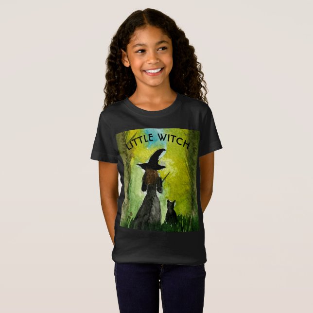 Camiseta Halloween Witch Black Cat Spookour Watercolor (Anverso completo)