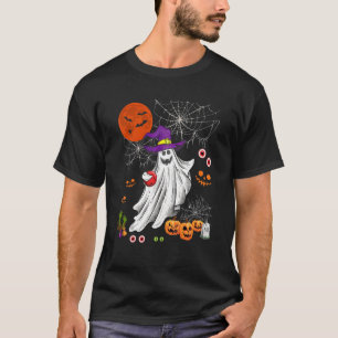 Camiseta Halloween Witch Boo Ghost Jugando Bowling