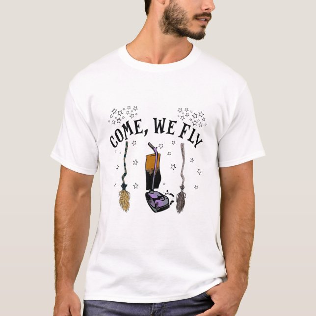 Camiseta Halloween Witch Brooms Come We Fly (Anverso)