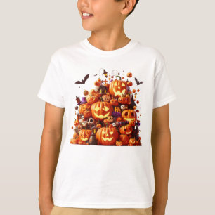 Camiseta Halloween Witch Calabaza Blanco Ghost Bats Magic