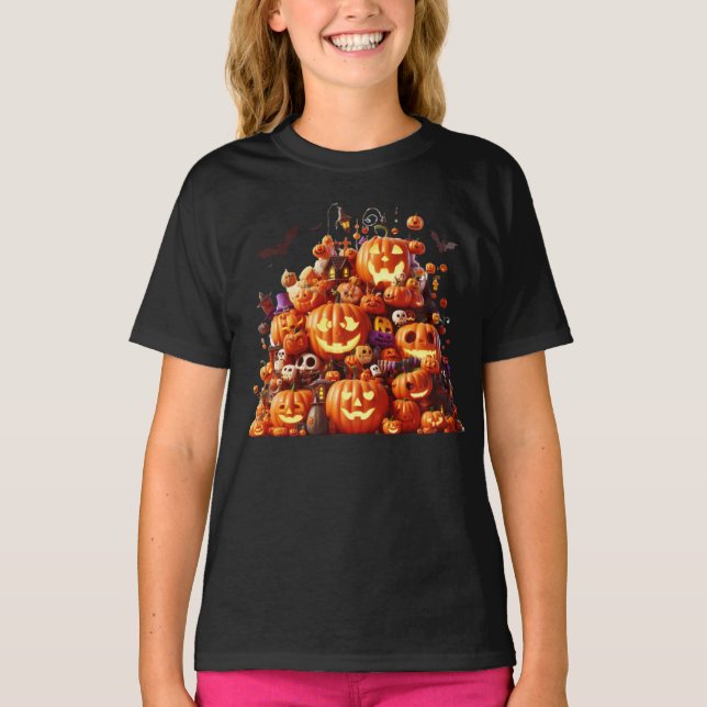 Camiseta Halloween Witch Calabaza Blanco Ghost Bats Magic (Anverso)
