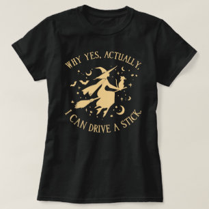 Camiseta Halloween Witch Drive a Stick Graphic Art