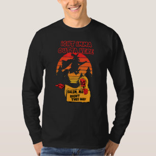 Camiseta Halloween Witch Flying Broom Ghost Imma Outta Here