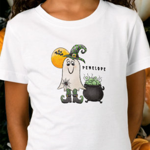 Camiseta Halloween Witch Ghost Cauldron Name