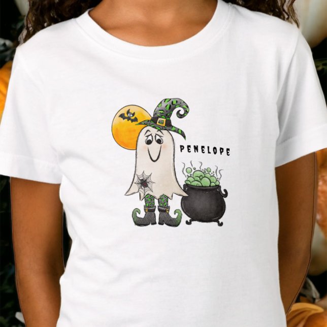 Camiseta Halloween Witch Ghost Cauldron Name (Subido por el creador)