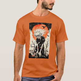 Camiseta Halloween Witch Ghoul Estilo Woodblock
