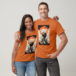 Camiseta Halloween Witch Ghoul Estilo Woodblock