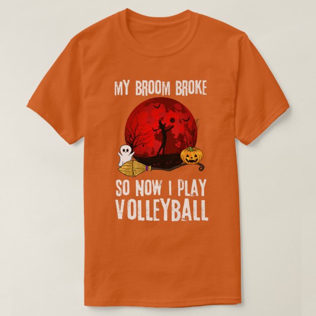Camiseta Halloween Witch Jugando Voleibol Juego Sport Broo (Diseño del anverso)