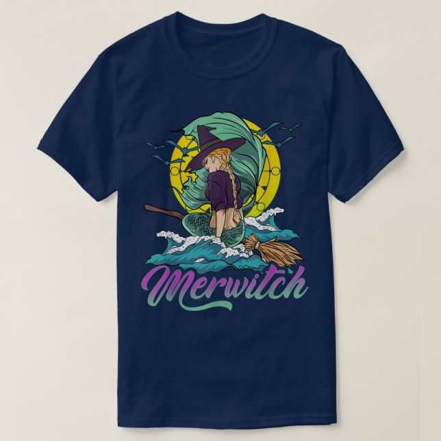 Camiseta Halloween Witch Mermaid Merwitch Crossover  (Diseño del anverso)