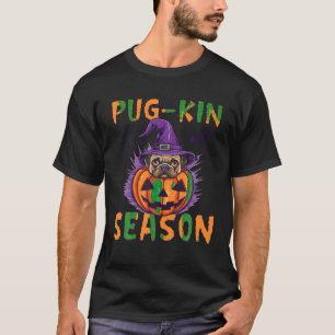 Camiseta Halloween Witch Pug Pug Kin Season Funny C
