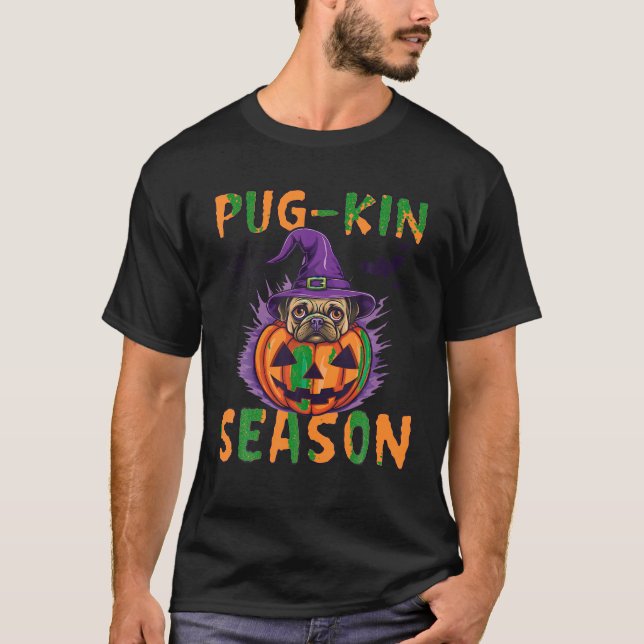 Camiseta Halloween Witch Pug Pug Kin Season Funny C (Anverso)