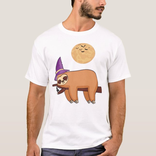 Camiseta Halloween Witch Sloth Oversized T-Shirt (Anverso)