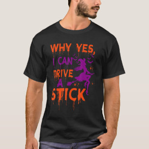 Camiseta Halloween Witch Womens Drive Stick Witness Broom H
