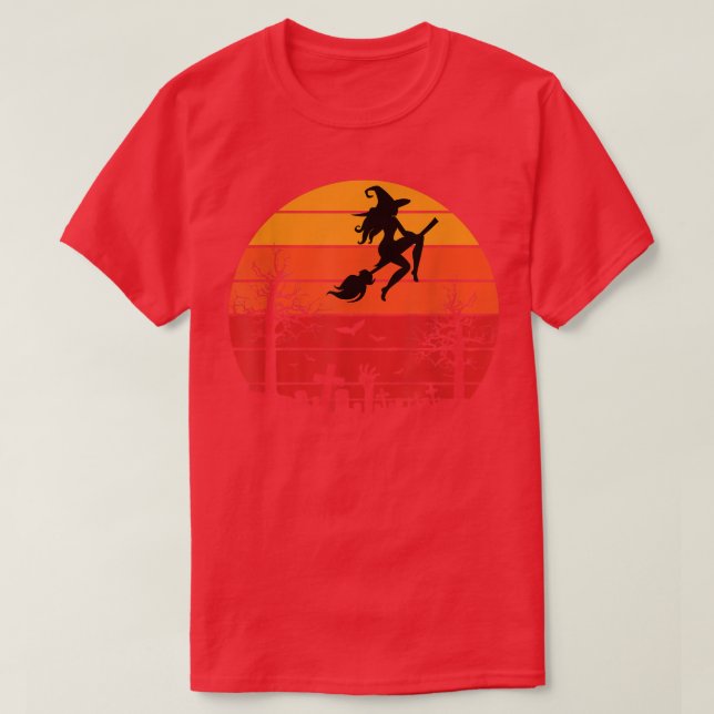 Camiseta Halloween Witchcraft Witch Broom Spooky Graveyard  (Diseño del anverso)