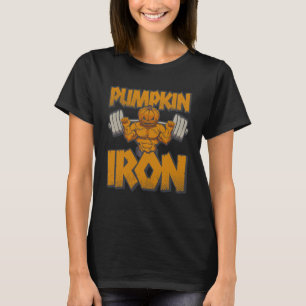 Camiseta Halloween Workout Pumpkin Iron Squat Bodybuilder F