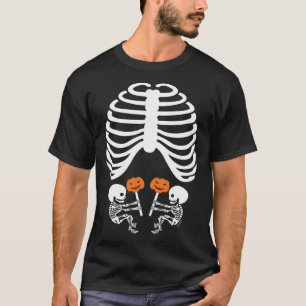 Camiseta Halloween X Ray Embarazo Esperando Gemelos