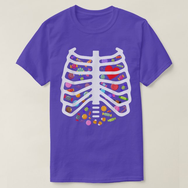 Camiseta Halloween Xray Skeleton Rib Cage Heart Candy Kids (Diseño del anverso)