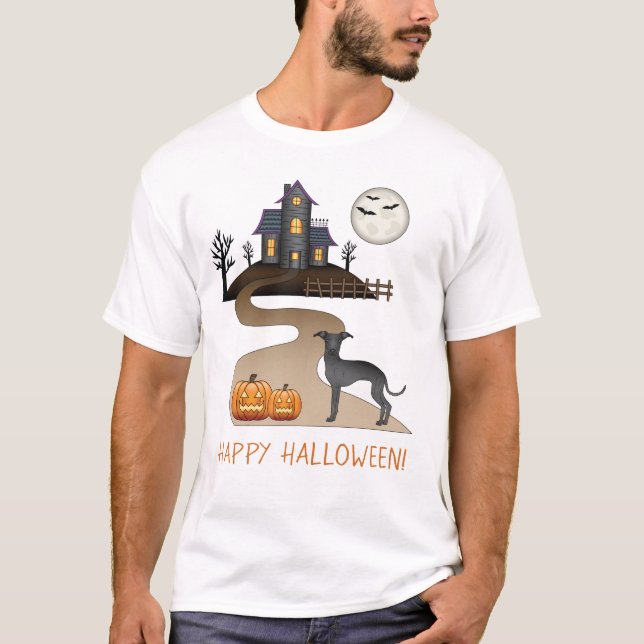 Camiseta Halloween Y Perro Negro De Iggy Cute Y Halloween (Anverso)