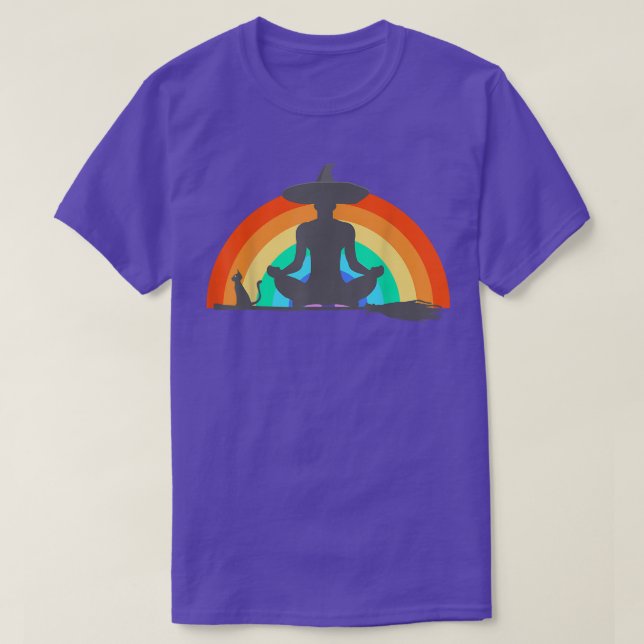 Camiseta Halloween Yoga Witch Rainbow  (Diseño del anverso)