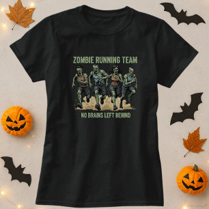 Camiseta Halloween Zombie corriendo equipo sin cerebro