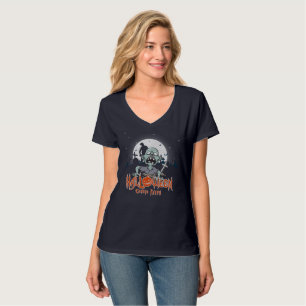 Camiseta Halloween Zombie Fiesta Mujer Cuello en V