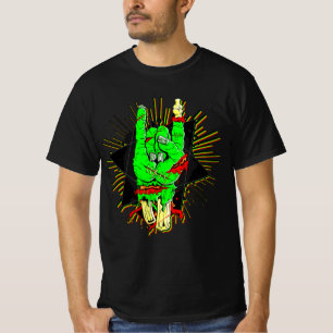 Camiseta Halloween Zombie Green Hand Bones Blogueros Rock O