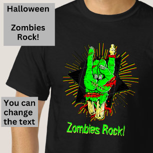Camiseta Halloween Zombie Green Hand Bones Blogueros Rock O